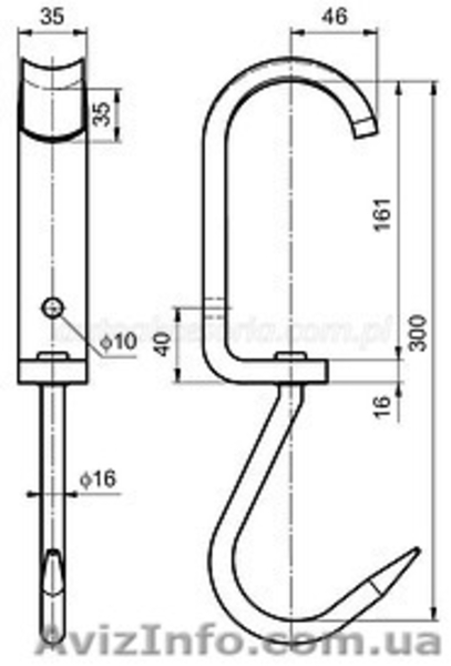 Еврокрюки, Еврогаки. Крюк на подвесной путь. 45гр 1шт - <ro>Изображение</ro><ru>Изображение</ru> #1, <ru>Объявление</ru> #965868
