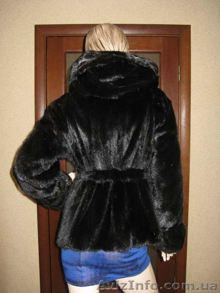 Норковый полушубок с капюшоном и поясом чёрная норка - <ro>Изображение</ro><ru>Изображение</ru> #2, <ru>Объявление</ru> #1153642